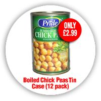Boiled chick peas tin case only £2.99